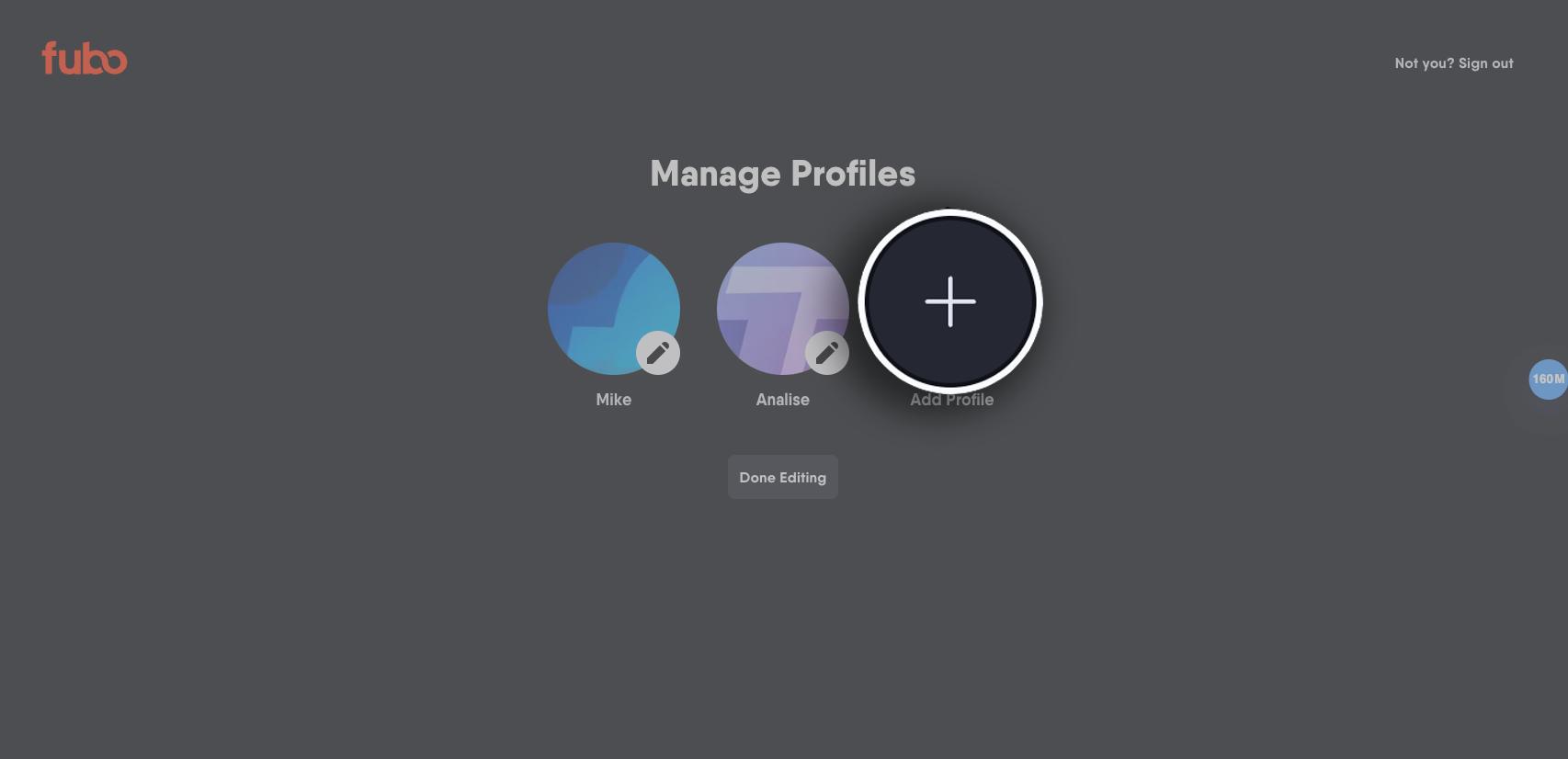 Add profile icon on the profile selection screen of the Fubo web app