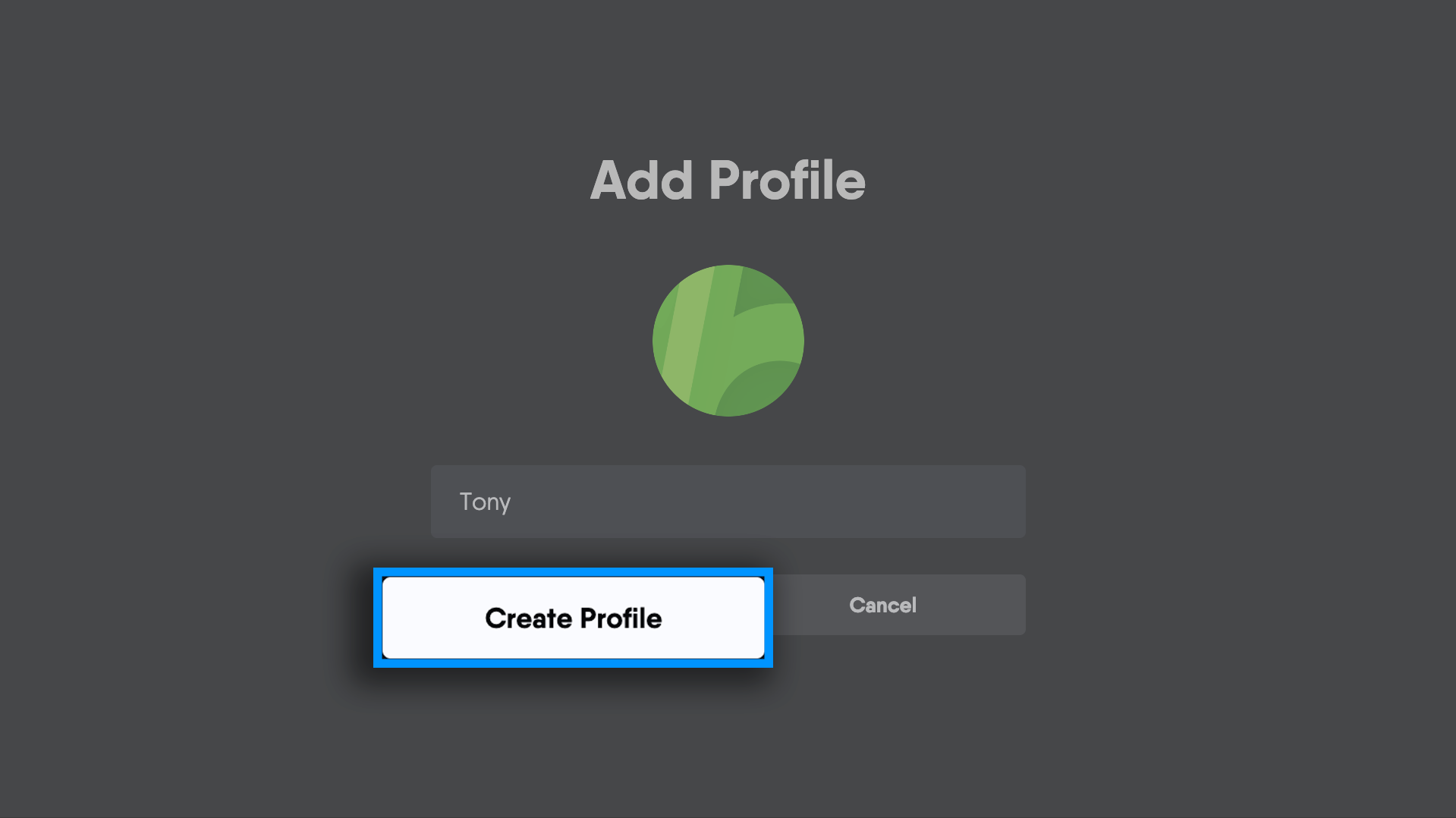 Confirming profile creation in the Fubo app