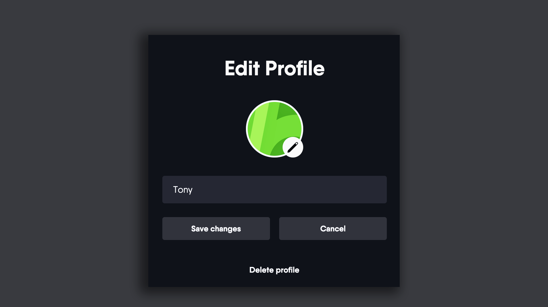Edit options for a profile on the Fubo app