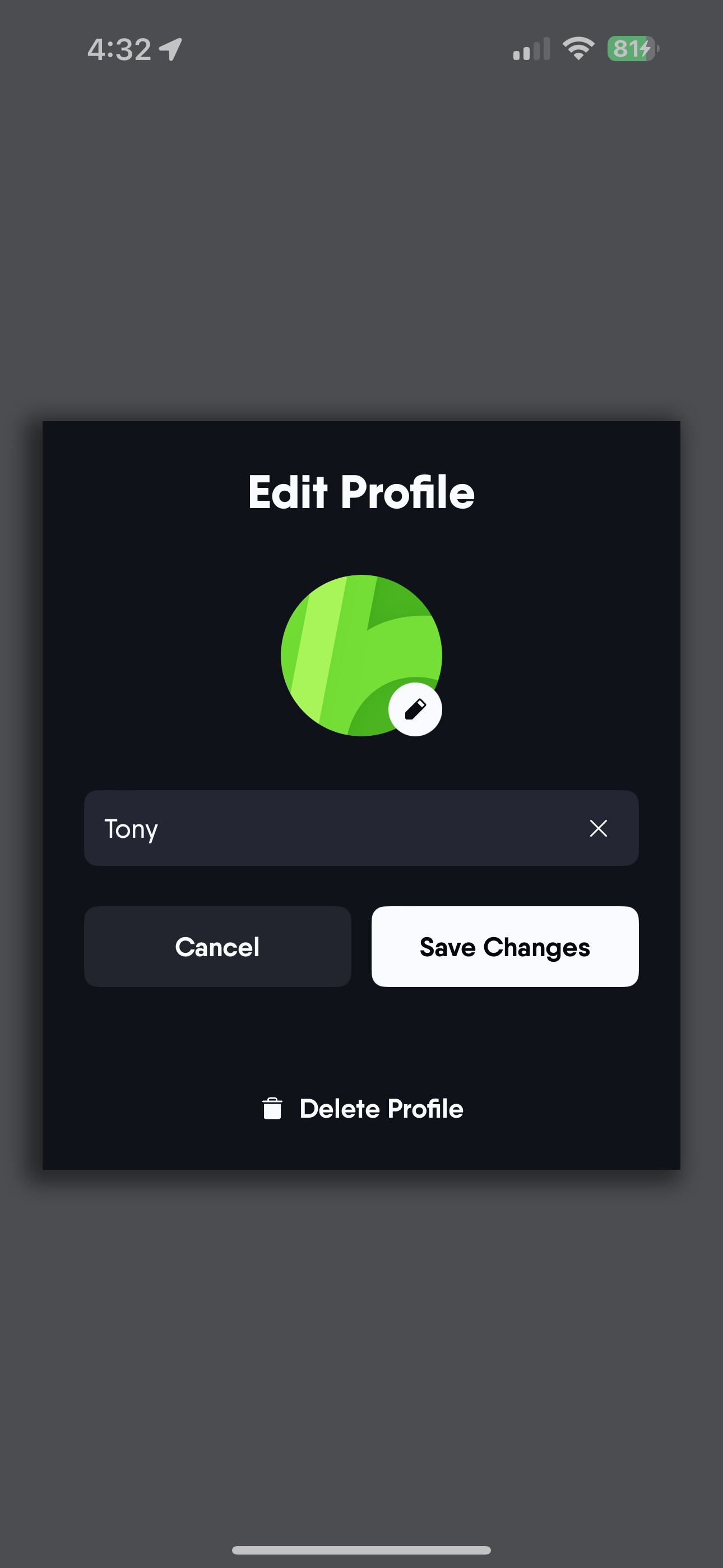 Editing a profile in the Fubo mobile app