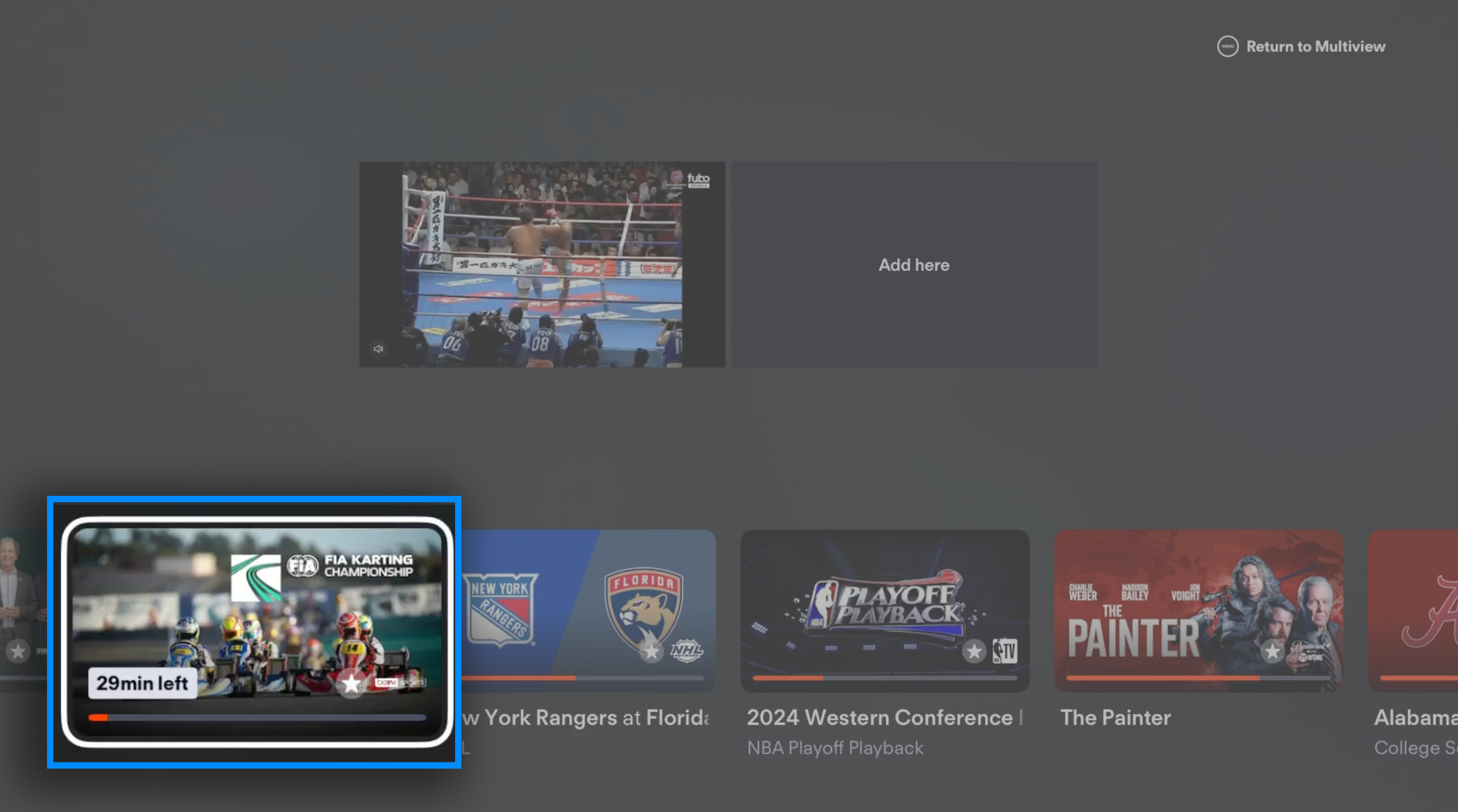 Select another channel along the bottom of the screen to open Multiview for the Fubo app on Apple TV