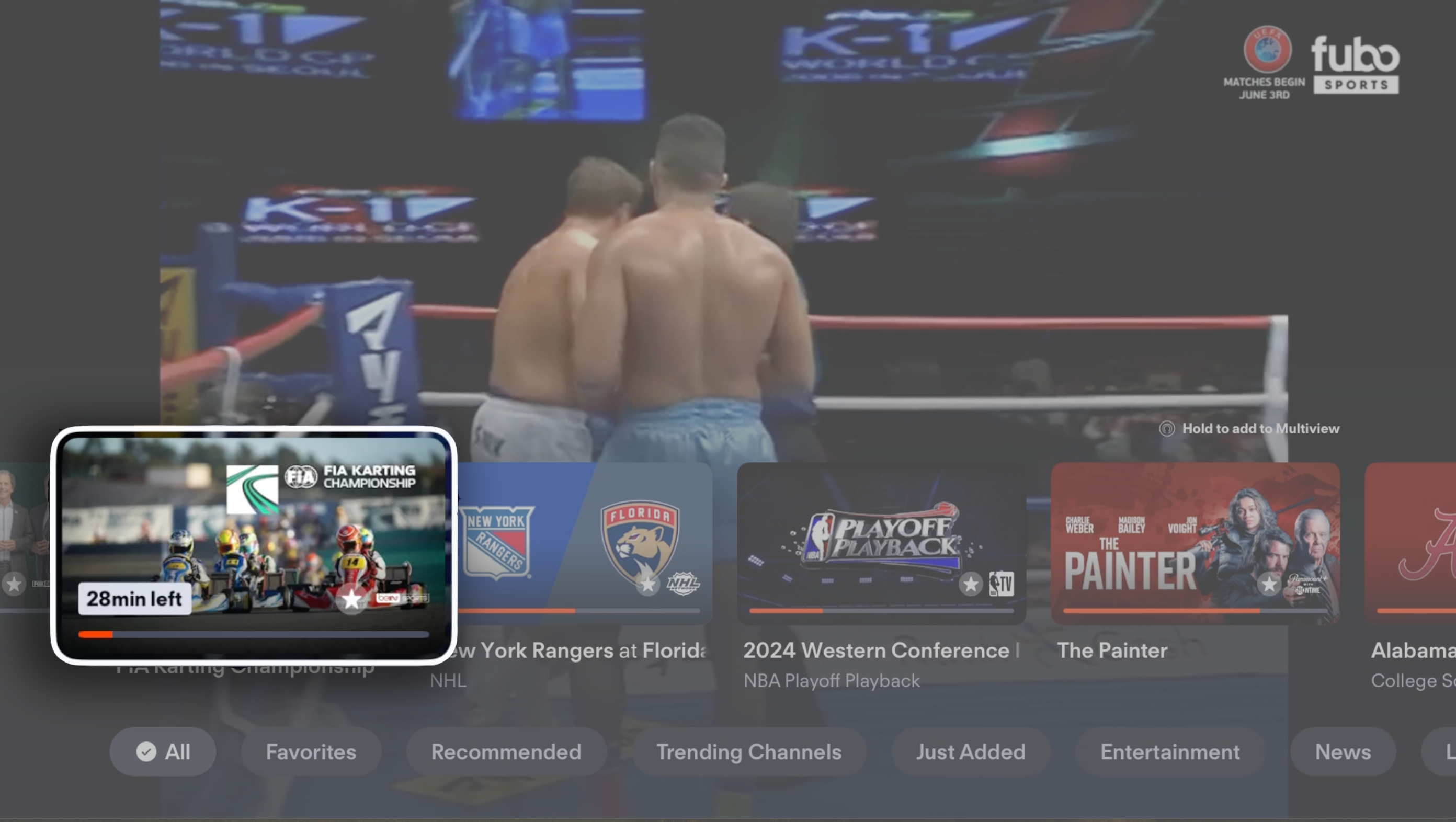 Selecting a channel to add to Multiview from Browse While Watching
