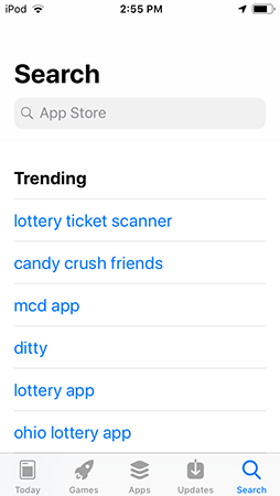 Search screen for the iOS App Store with FuboTV entered in the search bar