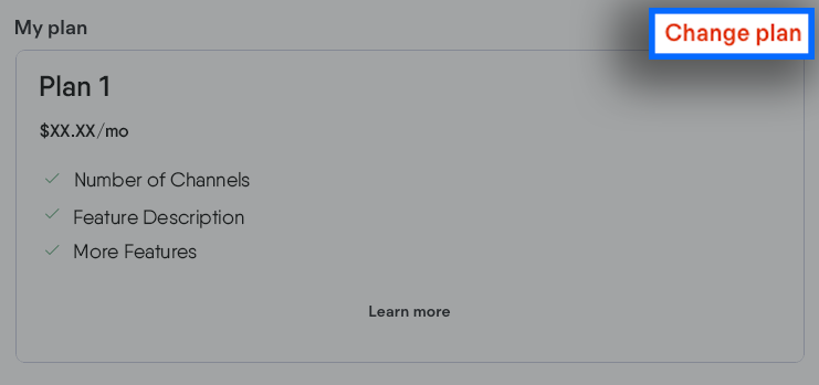 The change plan option highlighted