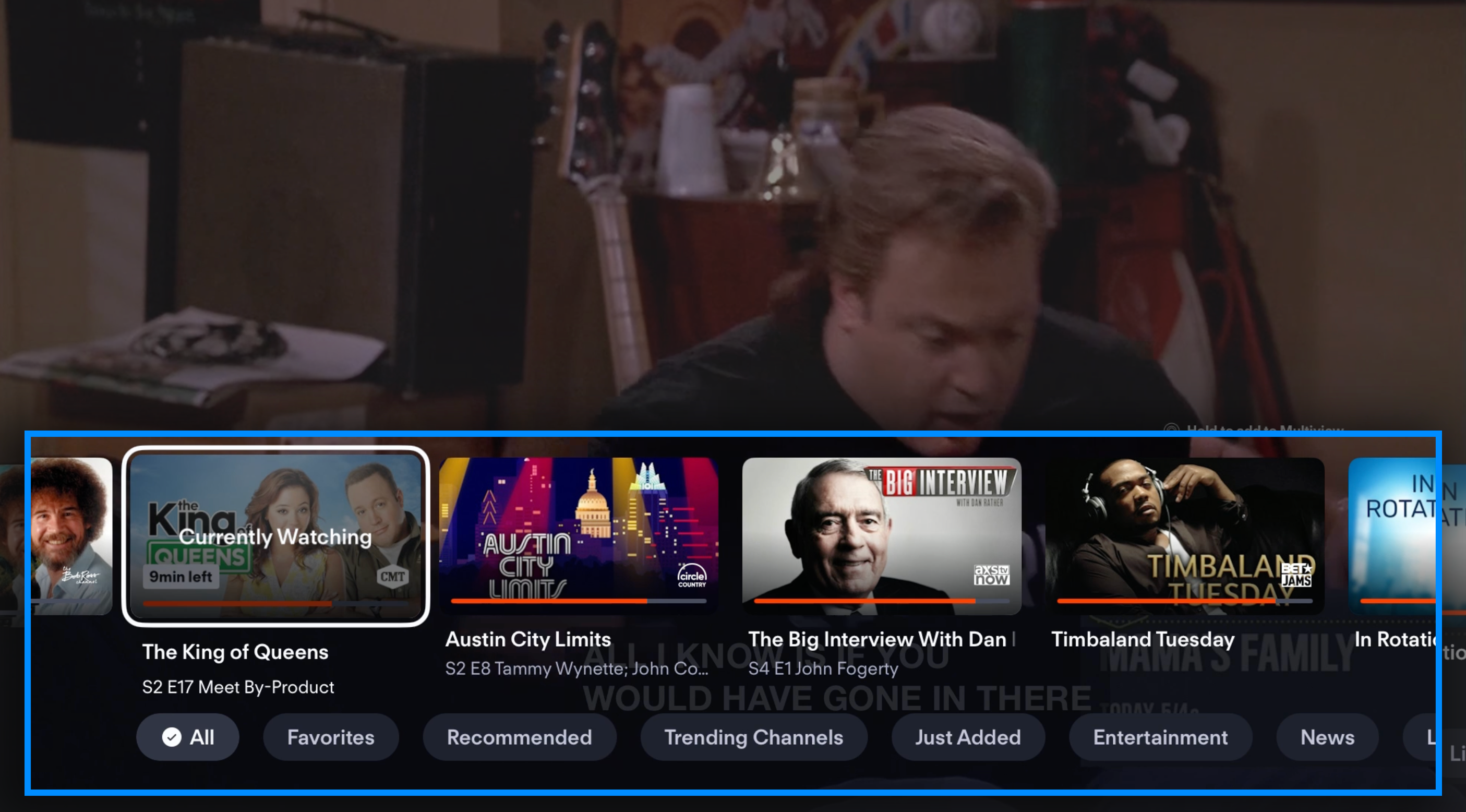 Accessing the browse menu while watching a live program in the Fubo app