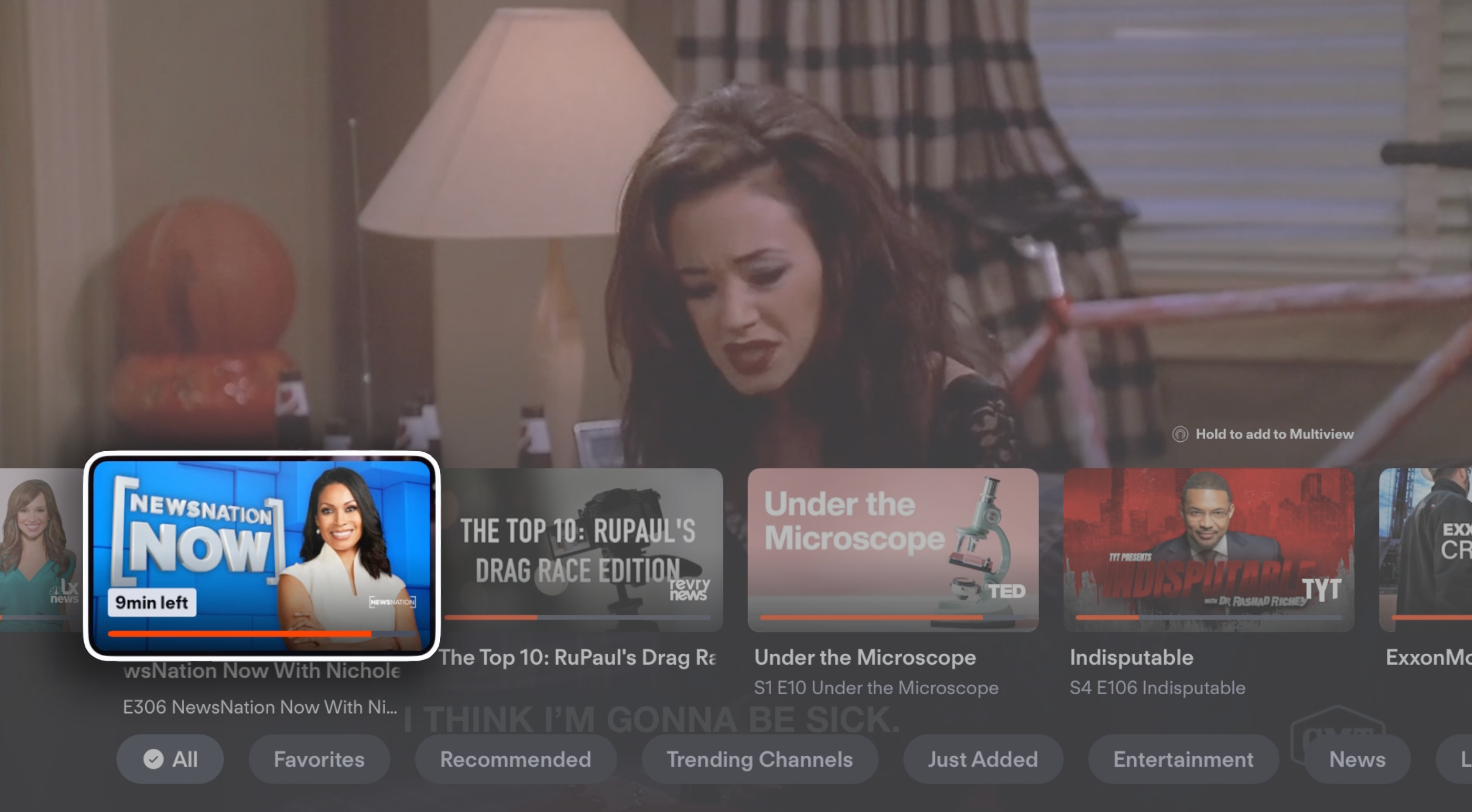 Selecting a new program from the browse while watching menu in the Fubo app