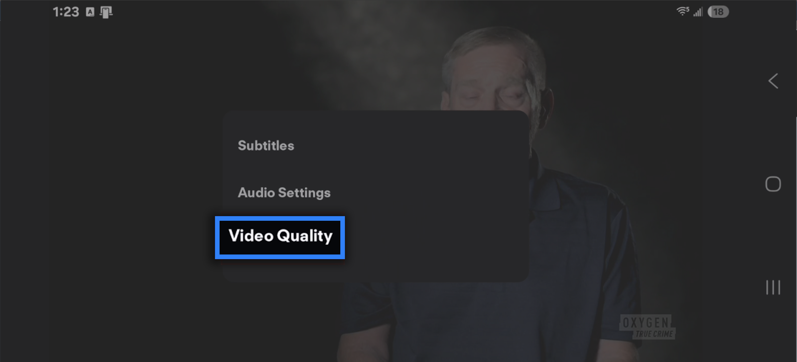 Video Quality option of the Fubo app on a Android mobile device