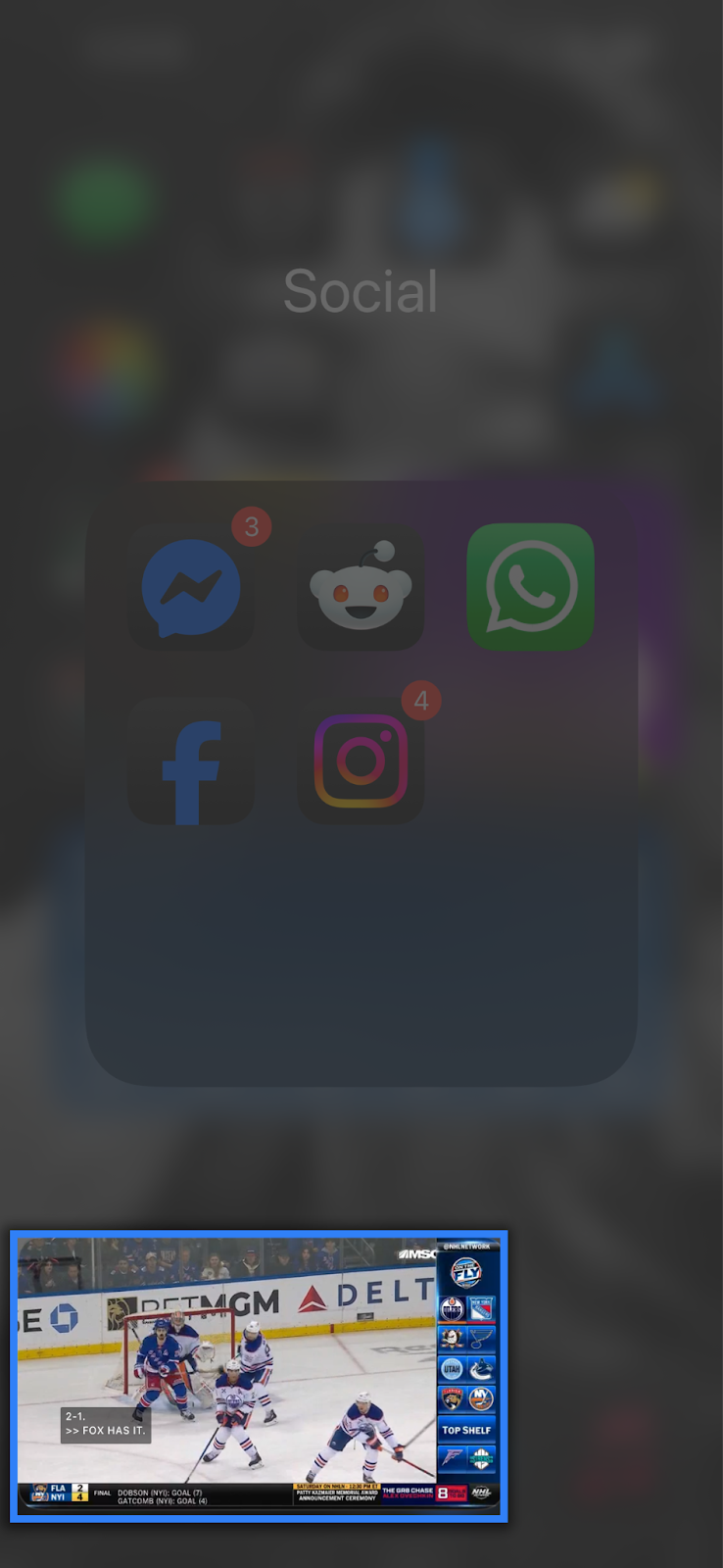 the picture-in-picture player automatically displays in the lower-left corner of the screen on your mobile device.