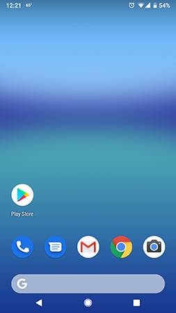 Home screen of an Android mobile device with Google Play Store icon shown