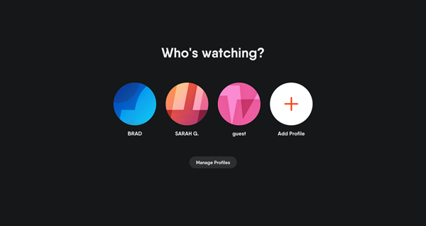 The FuboTV Who's Watching profile selection screen