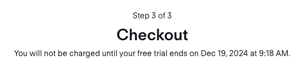 FuboTV reminder window that the customer will not be billed during their free trial