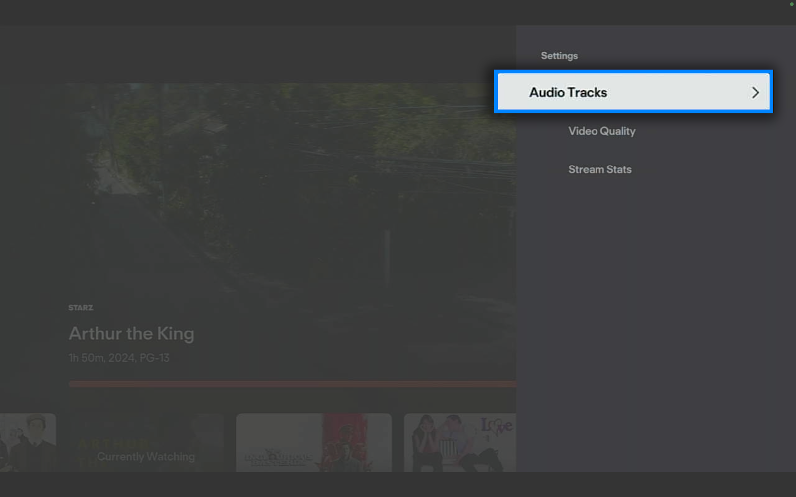 the settings menu of the Fubo app