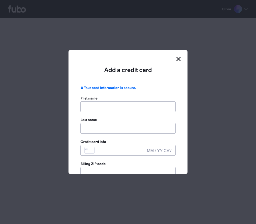 adding a backup payment method to a Fubo account