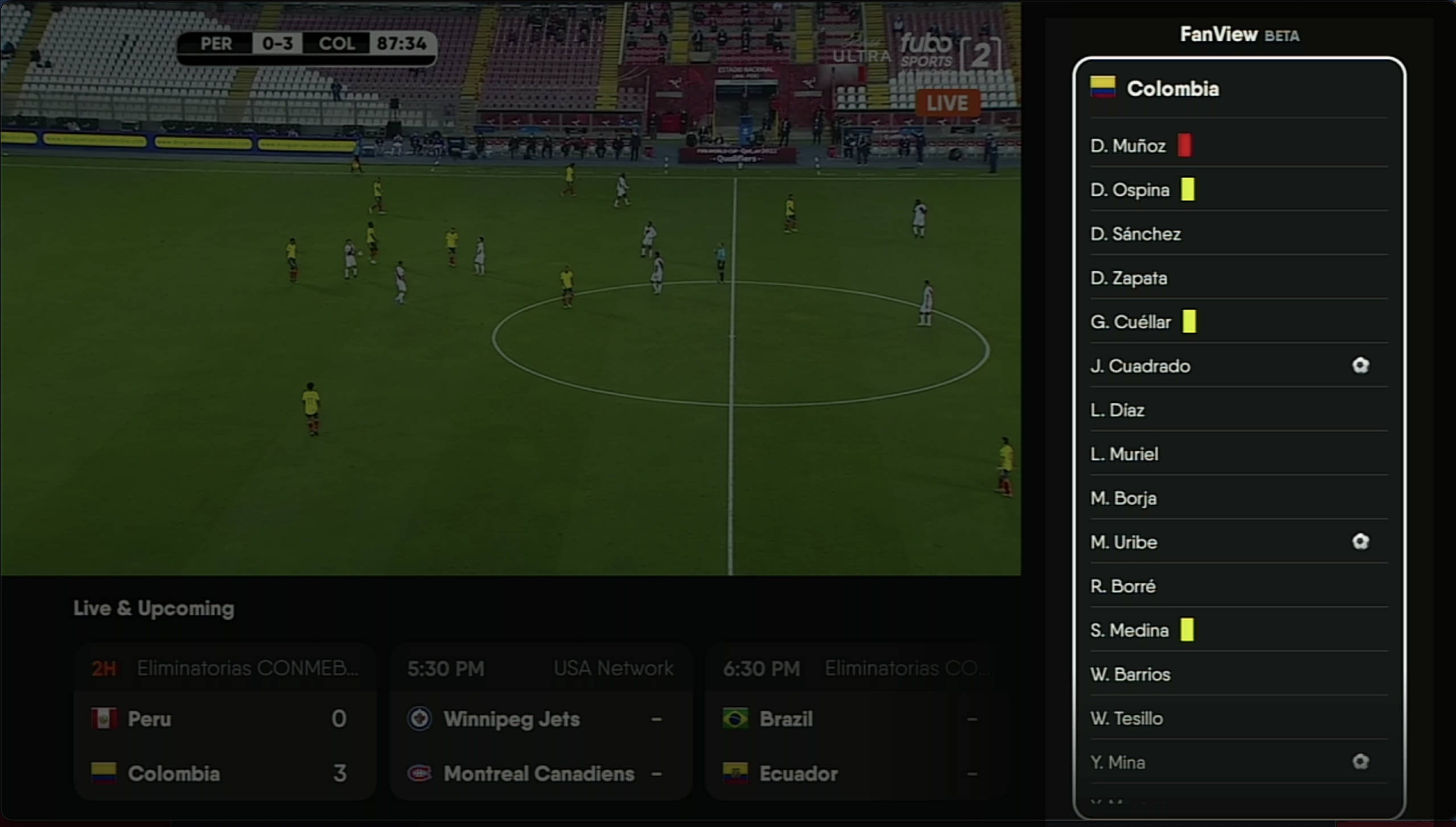 Live video on the FuboTV app for Amazon Fire TV with 